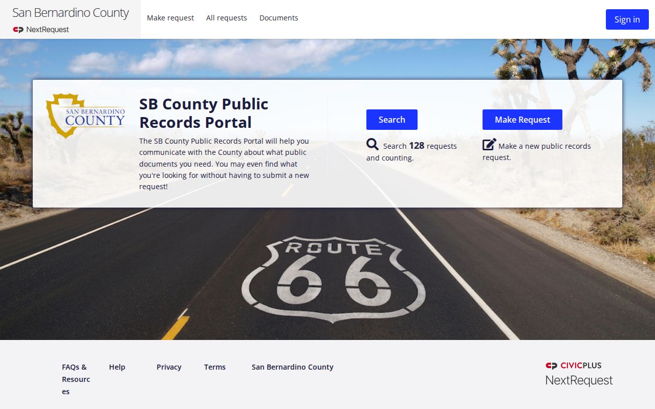 Hesperia public records access through San Bernardino County NextRequest