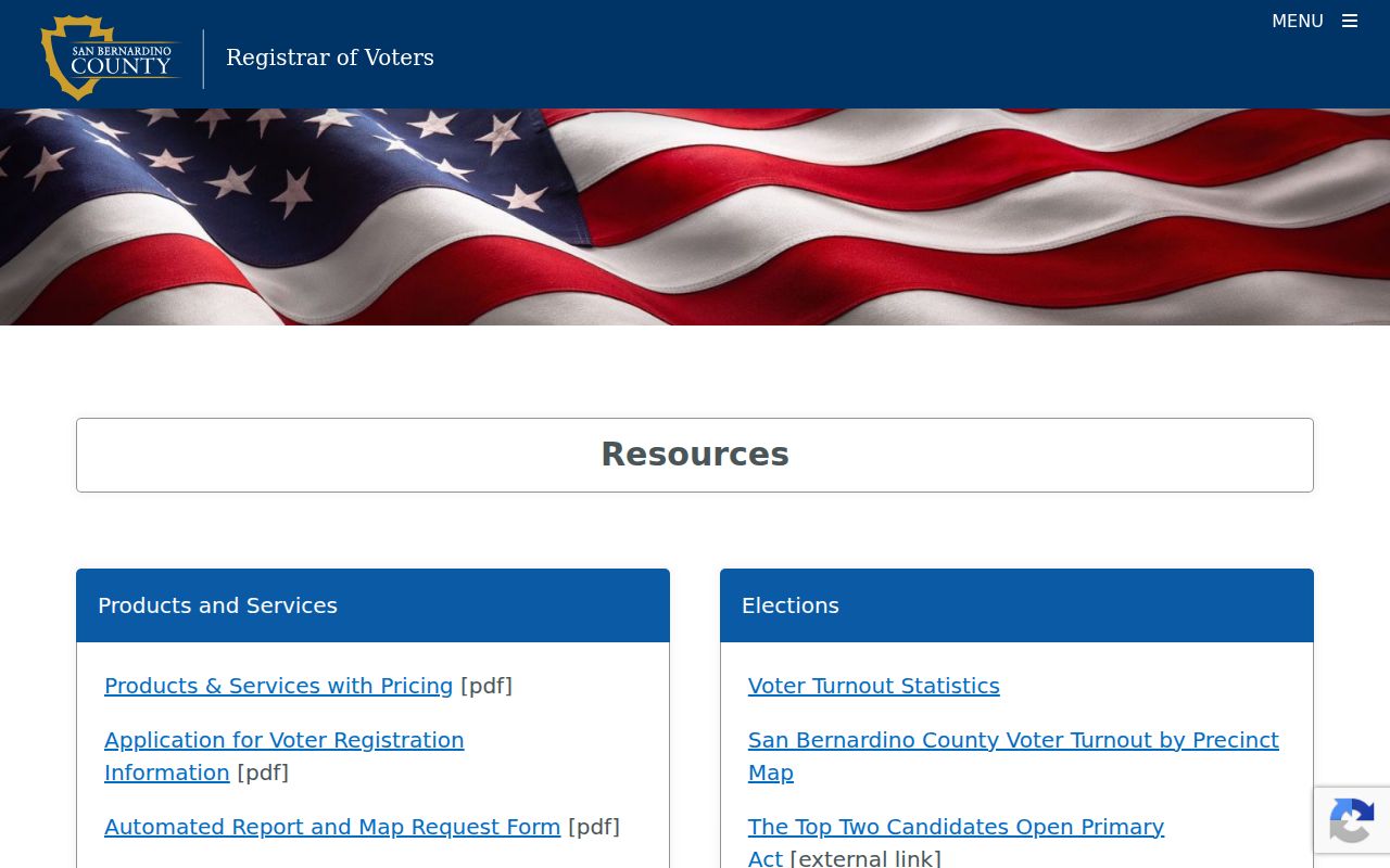 Hesperia voter registration file resources from the county