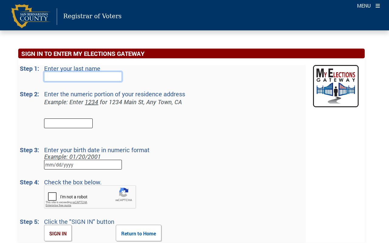 Hesperia voter registration lookup in My Election Gateway